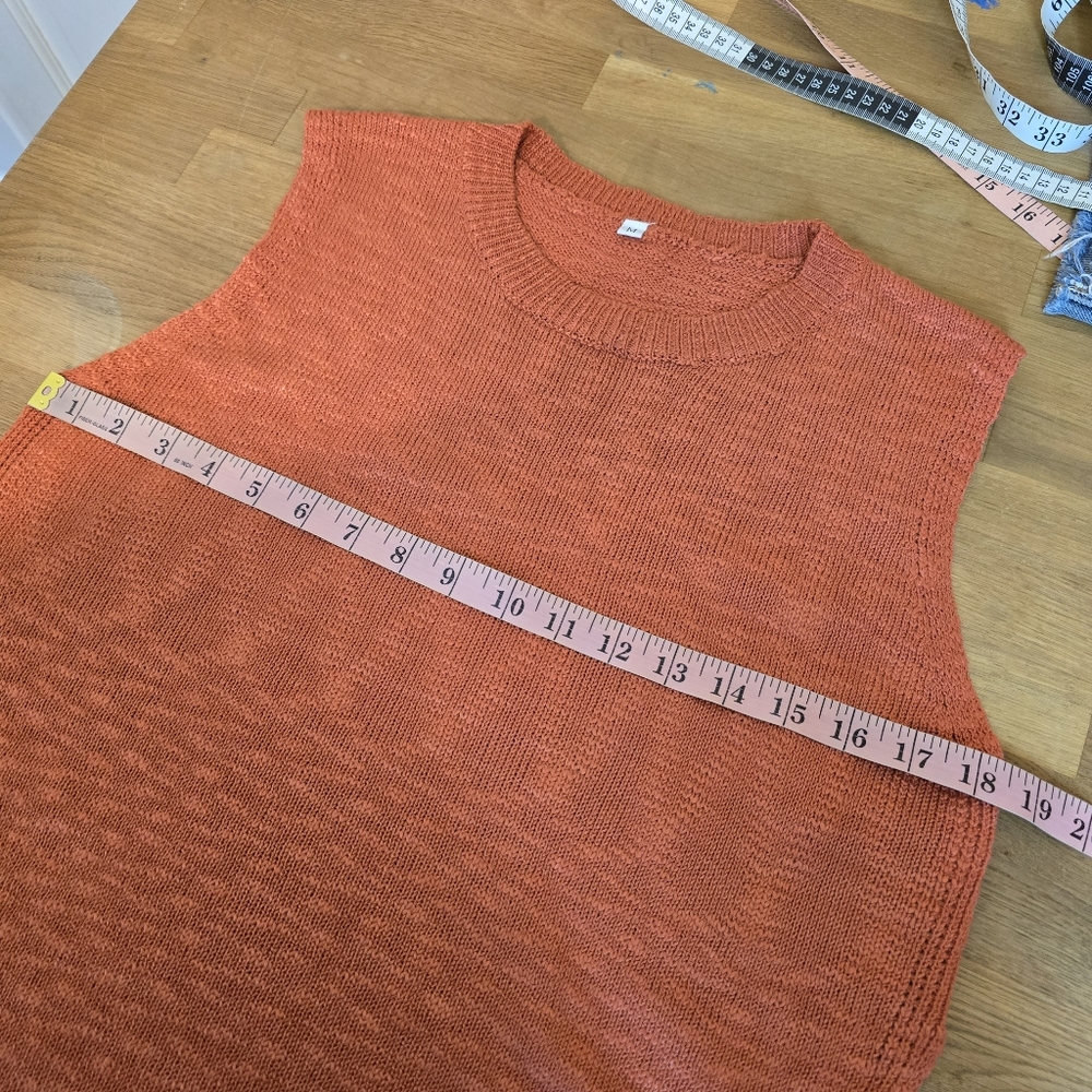 Women's Boho Sleeveless Knit Sweater Tank Top Sleeveless Side Slit M - Picture 11 of 13